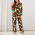 thumbnail image 2 of Daiia Red Fruit for Women's Long-Sleeved Pajama Set – Soft & Comfortable Sleepwear Button-Up Pajamas Cozy Lounge Wear-Small, 2 of 7
