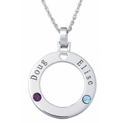 Women's Personalized Planet Couple's Name & Birthstone Disc Necklace