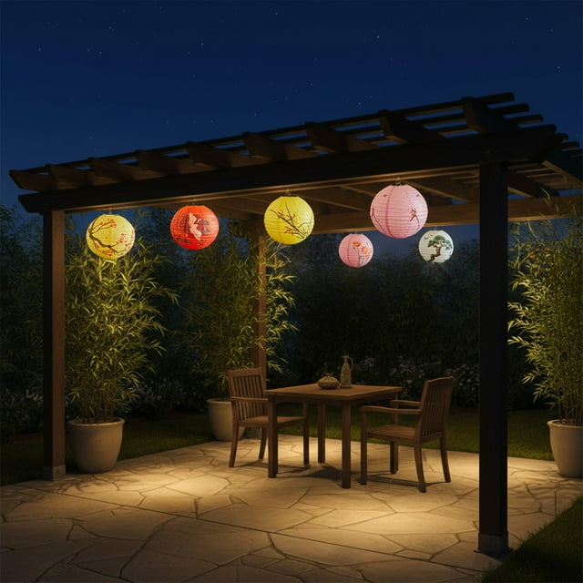 Bowayaoa Multicolor Paper Lanterns for Party Decor, Traditional Chinese Hanging Lanterns, Foldable Lightweight Wedding Decorations, Classic Lampshade for Home & Courtyard