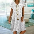 thumbnail image 2 of ASFGIMUJ Summer Ladies Casual Short Sleeve V Neck Dot Heart Print Dress, 2 of 4