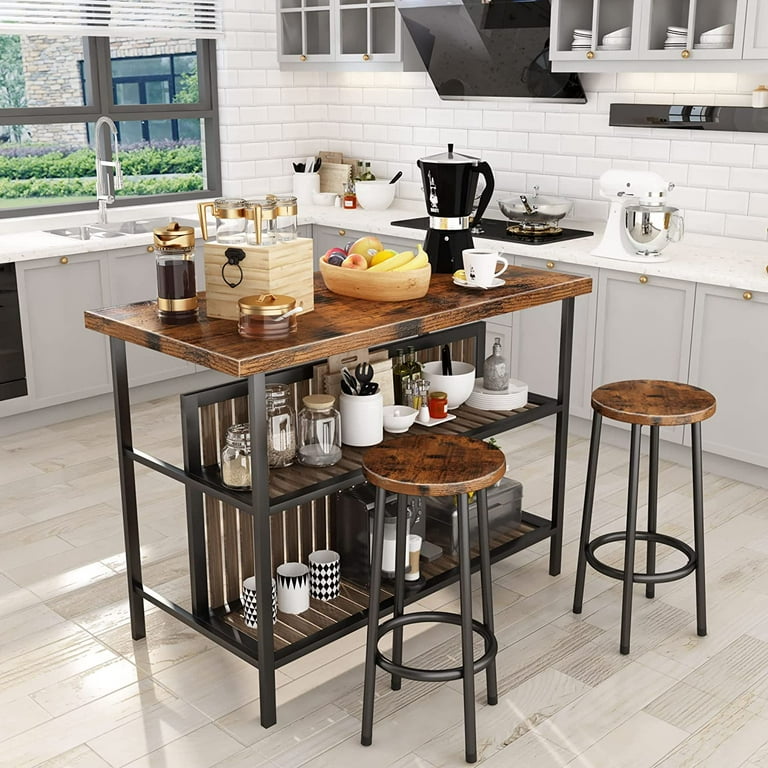 Syngar Kitchen Island Set With 2 Stools