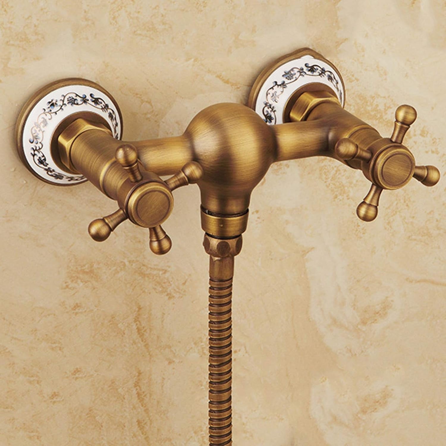 Simple Shower, Wall Mount Bathtub Faucet with Handheld Shower Spray, Hot and Cold Single Handle Bathroom Tub Mixer Tap,A