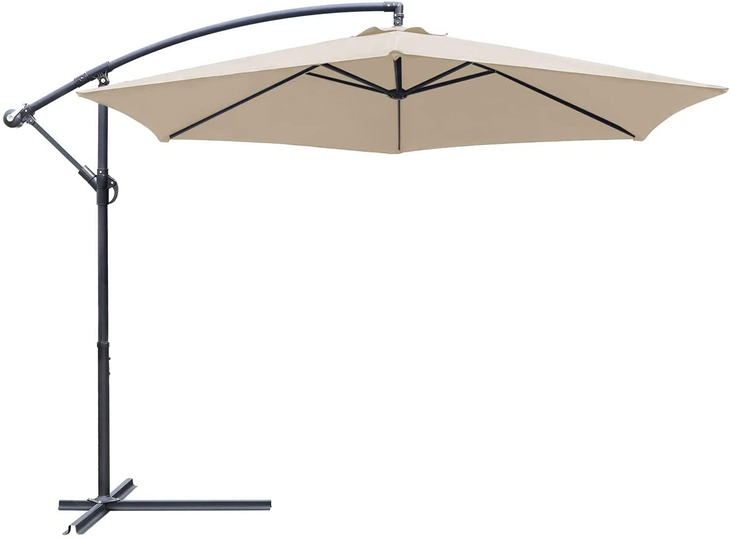 New 10' FDW Beige Patio Umbrella Offset Hanging Umbrella Outdoor Market Umbrella 