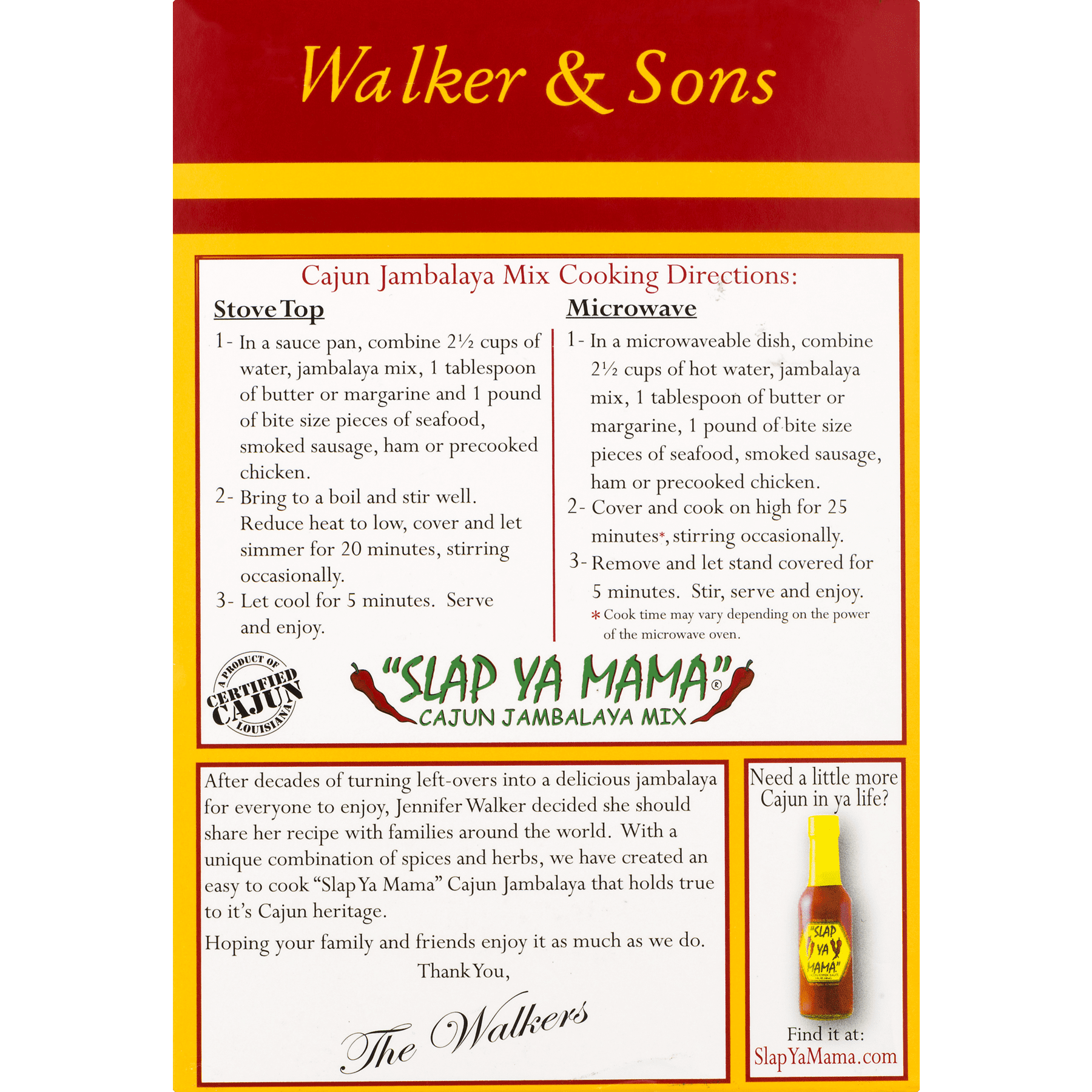 (6 pack) Walker & Sons Slap Ya Mama Cajun Jambalaya Mix, 8 oz