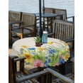 thumbnail image 2 of Summer Botanical Country Flowers Birds Round Tablecloth with Zipper,Waterproof Table Cloth with Umbrella Hole Patio Tablecloths for Outdoor Tables,Pastoral Plants Retro Linen Spillproof Table Cover, 2 of 6