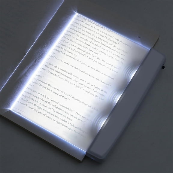 Flat Book Light Page Book Light for Reading in Bed at Night Clear LED Book Full Page Light Illuminator Panel Plate Lamp Board Wireless 6.7"x5.7" White