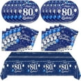 thumbnail image 1 of WWS-Blue 80th Birthday Decorations for Men Navy Blue Silver Happy 80th Birthday Tableware Set Include Happy 80th Birthday Plates Napkins Tablecloth for 60th Birthday Anniversary Party Decorations Sup, 1 of 4