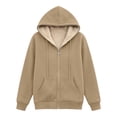 thumbnail image 6 of Horkkom Warm Jackets for Women Winter Zip Up Fleece Lined Jacket Drawstring Fuzzy Hooded Jacket with Pockets S, 6 of 6