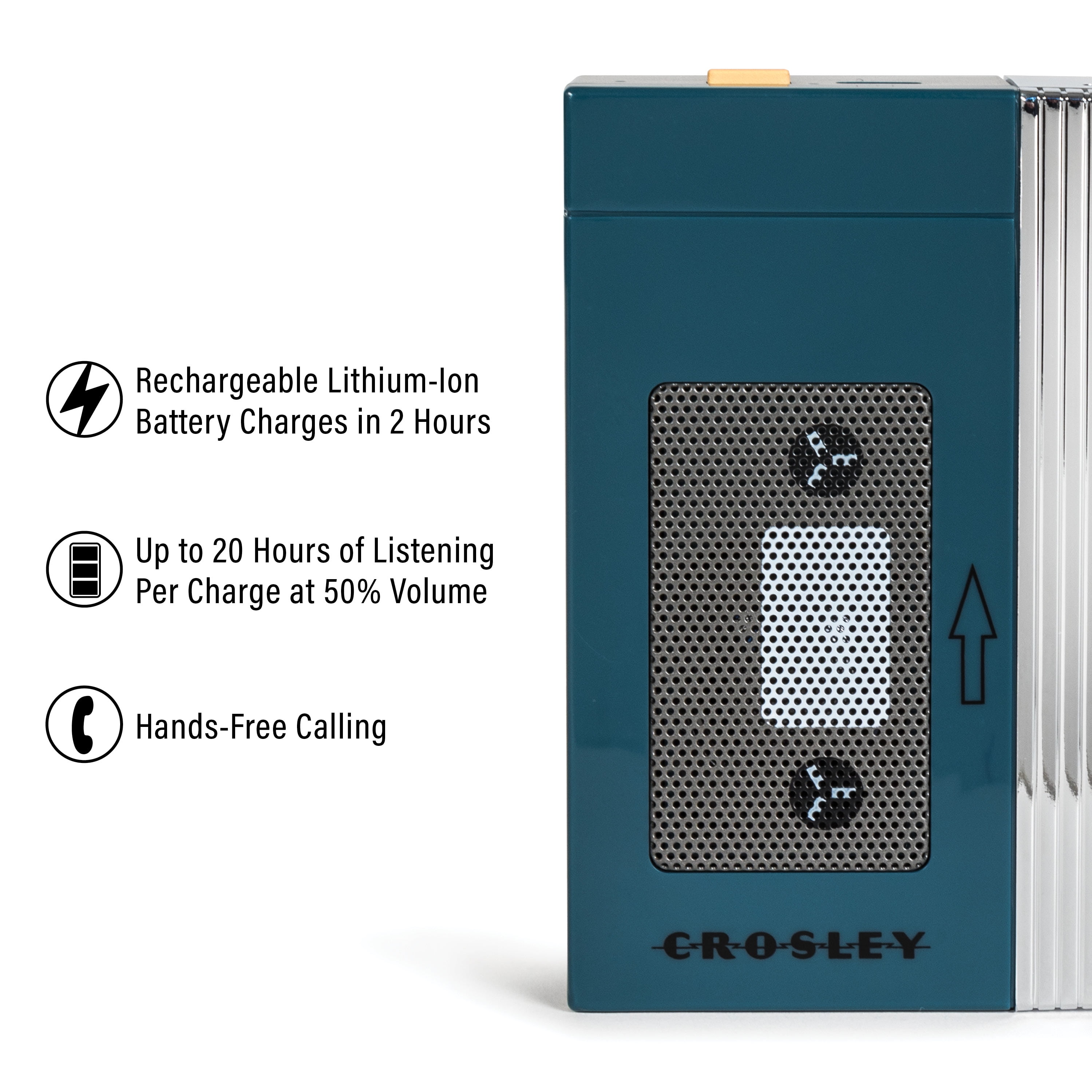 Crosley Mini Retro 80's Portable Bluetooth Speaker, Wireless with Microphone, Vintage