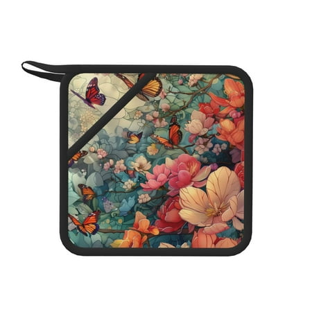 

Lukts Butterflies In Blooming Garden for Silicone Anti-hot Mats - Heat Resistant for Kitchen Counter Dish Drying Mat Silicone Trivets Hot Pads for Kitchen Counter