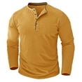 thumbnail image 4 of Dagegui Men's Henley Shirts Cotton Crew Neck Buttons Long Sleeve Tops Slim Fit Athletic Pullover Gym Workout Muscle Tee Yellow XXL, 4 of 7