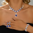 thumbnail image 4 of AEXTO Square Red Jewelry Sets Rhinestone Wedding Necklace Earrings Bracelet Set Prom Formal Costume Jewelry for Women and Brides, 4 of 9