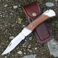 thumbnail image 3 of Rex Distributor, Inc 9" Lock Back Pocket Folding Knife Authentic Bone or Wood Handle with Leather Sheath Pouch Lockback Camping Fishing Wood, 3 of 5