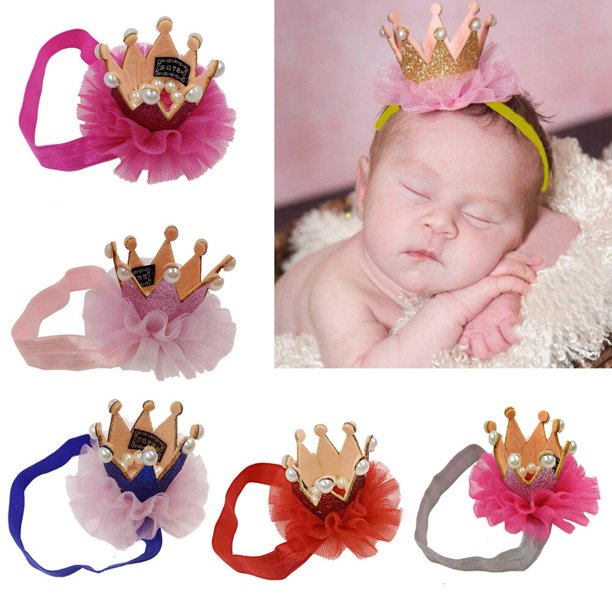 6 Colors Newborn Baby Girl Cute Headdress Crown Headband Hairband Child Photograph Props Baby Golden Princess 1 PCSC He Qiyong unisex
