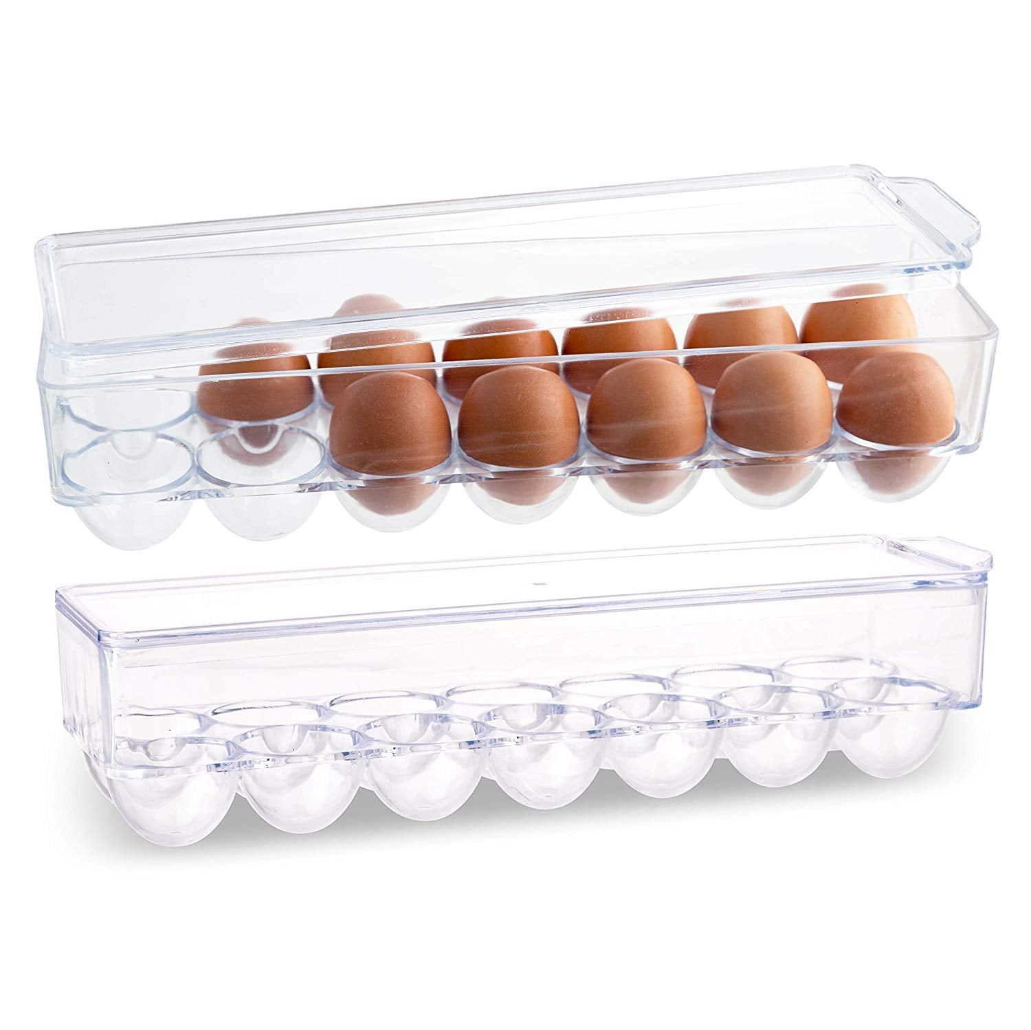 12 Cup Tray Egg Plastic Fresh Fridge Lidded Storage Holder Box Container 