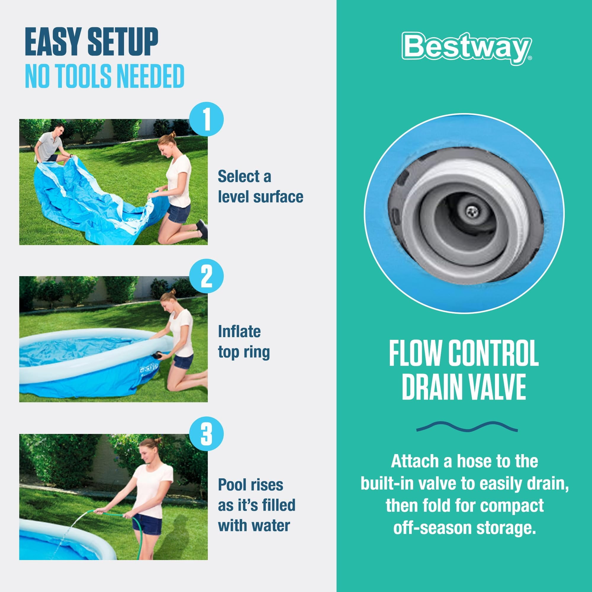 Bestway 57275E Fast Set Up 12ft x 30in Inflatable Above Ground Swimming Pool w/330 GPH Filter Pump