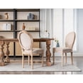 thumbnail image 3 of Guyou Farmhouse Dining Chairs Set of 2, French Wooden Country Upholstered Linen Oval Side Chair with Round Back for Restaurant Living Room Kitchen Dining Room, Beige, 3 of 12