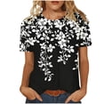thumbnail image 2 of Jacenvly Hauts pour Femmes Liquidation Hauts Décontractés à la Mode Col Rond Manches Courtes T-shirt Couleur Unie Hauts et Blouses pour Femmes Grande Taille, 2 of 7