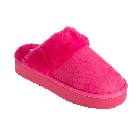 

Fifth & Luxe Closed Toe House Slippers for Women Comfortable Microsuede Outdoor Indoor Slipper with Faux Fur Collar & Outsole Platform Fuschia 8
