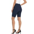 thumbnail image 4 of HDE Pull On Bermuda Shorts For Women Mid Rise 10" Inseam Shorts with Pockets Navy - M, 4 of 6