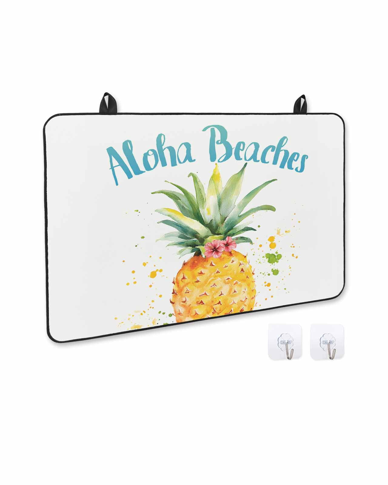 nqOlkjepod Large Induction Cooktop Protector Mat 24"x21", Summer Pineapple Stove Top Covers for Electric Stove, Watercolor Modern Art Tropical Fruit Stove Burner Cover Mats, Glass Top Stove Cover