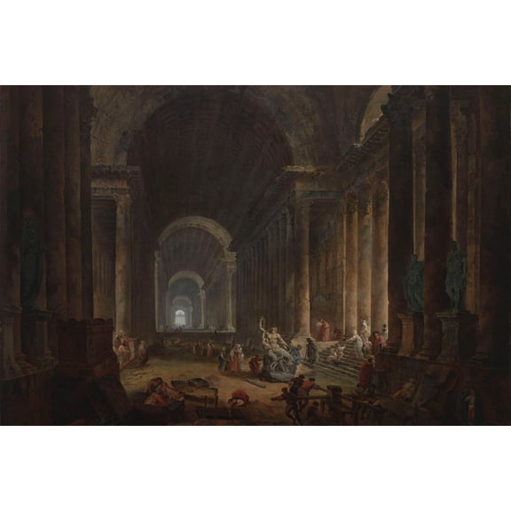 24x36 gallery poster, The Finding of the Laocoon (1773) by Hubert Robert