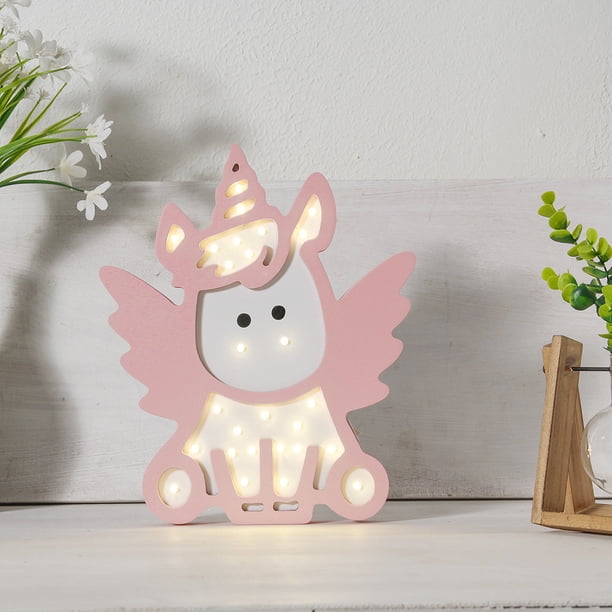 Lámpara de estrella de unicornio, lámpara de noche pequeña para dormitorio, decoración de habitación de corazón de niña, figura de acción de Anime impresa de unicornio