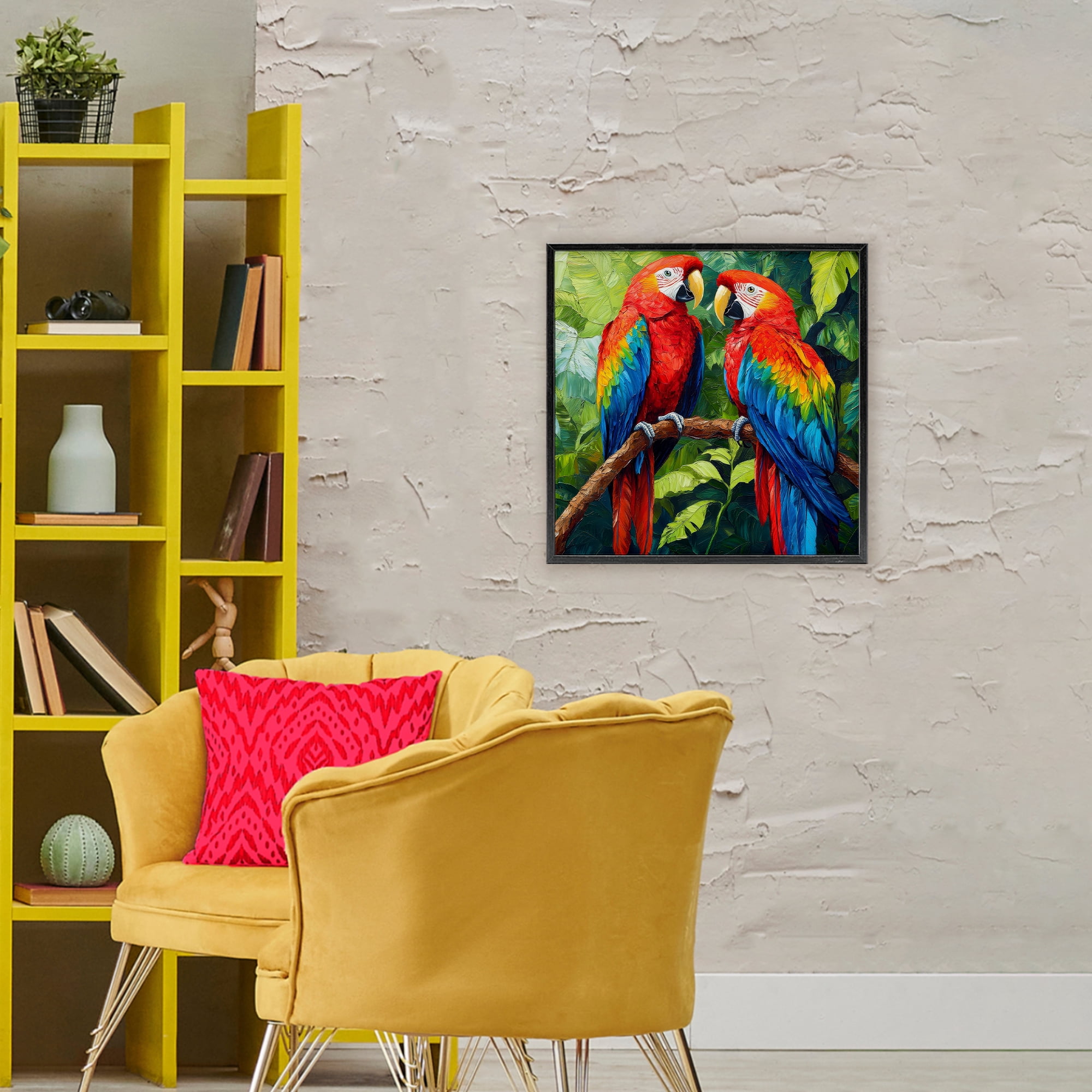 Stupell Industries Tropical Parrot Pair Black Framed Giclee Art, design by Petal Prints Design