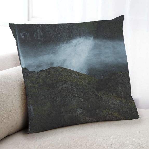 Ahgly Company Earth Waterfall Indoor Throw Pillow, 18 inch by 18 inch
