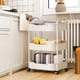 thumbnail image 5 of Carrito de almacenamiento con ruedas de 3 niveles y reposabrazos | Organizador de plástico para cocina, baño y sala de estar | Carrito utilitario móvil con estantes ventilados y ruedas, 5 of 6