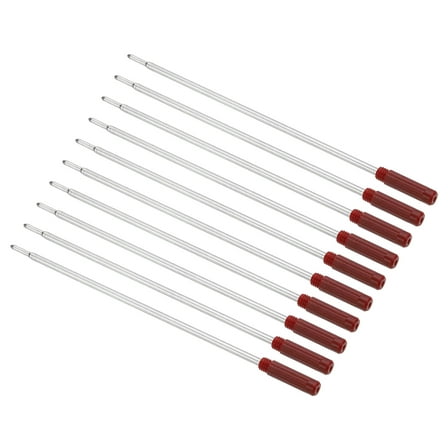 Uxcell 1mm Pen Ink Refills, 10 Pcs Ballpoint Refill Medium Point Metal Compatible Replacement for Writing, Office, Red