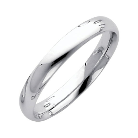 FB Jewels 14K White Gold Solid 3mm Plain Traditional Classic Comfort Fit Wedding Ring Band Size 11.5