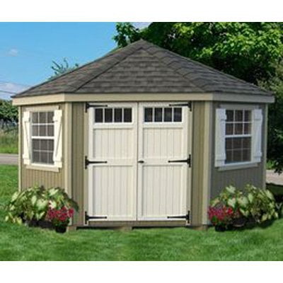 Little Cottage 10 x 10 ft. 5-Sided Colonial Panelized Garden Shed with Transom Windows