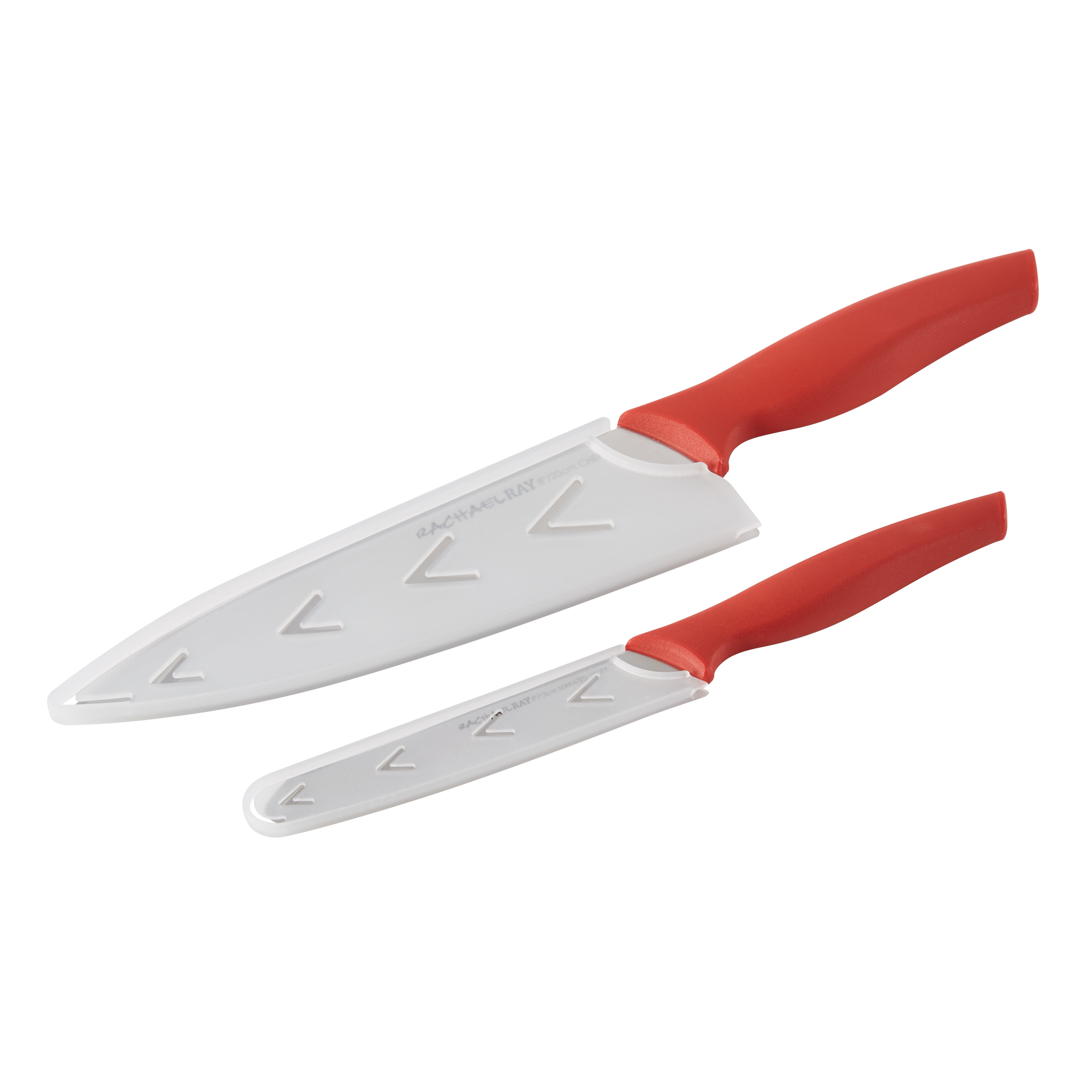 Rachael Ray Cutlery 2 Piece Japanese Stainless Steel Chef and Utility Knife Set with Red Handles and Sheaths Walmart