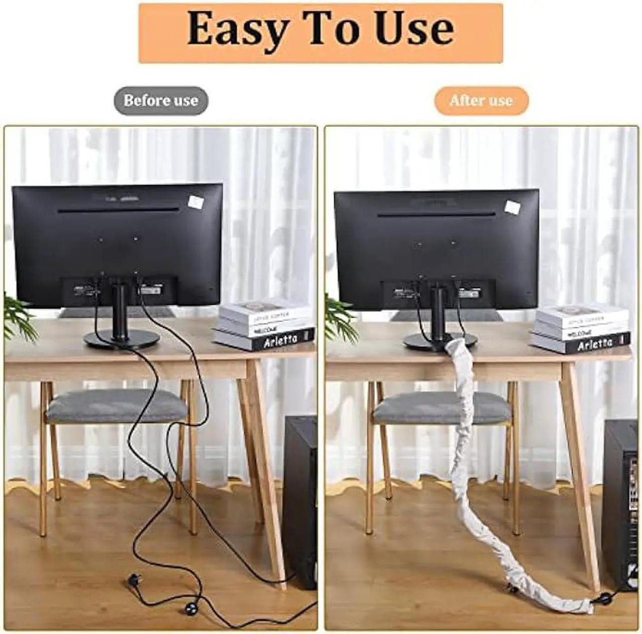 4 Pcs Fabric Cord Cover Chain Cable Sleeve Chandelier Lighting Wire Management Light Brown