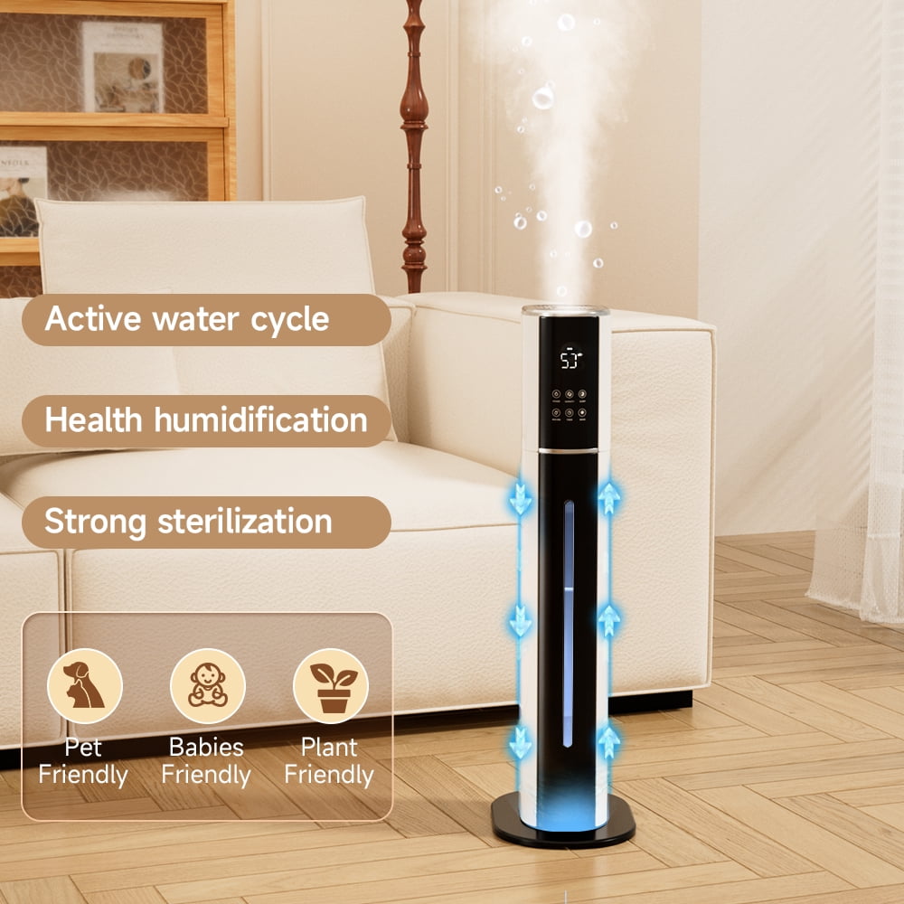 2.4Gal Quiet Ultrasonic Humidifier with Purification & UV Light for Large Rooms, Pets and Babies