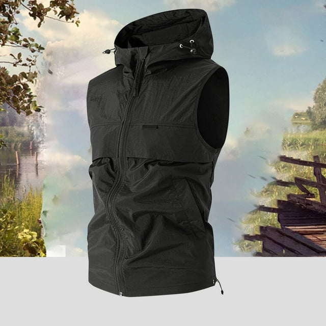 Ceisia UV Protection Men's Loose Fit Hooded Lightweight Quick-Dry Sun Vest Gift