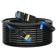 Cat 8 Ethernet Cable 75ft, Outdoor&Indoor, Heavy Duty High Speed Cat 8 LAN Network Cable, 40Gbps 2000MHz with Gold Plated RJ45 Connector, Weatherproof S/FTP UV Resistant for Router/Modem/Gaming