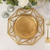 Balsa Circle 6 Gold 13 in Octagon Metallic Acrylic Plastic Charger Plates Hollow Geometric Rim Party Decoration