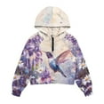thumbnail image 4 of Xoenoiee Hummingbird Daisy Lavender Print Girls Half Zip Hoodie Oversized Sweatshirts Long Sleeve Fleece Trendy Cropped Pullover Workout Warm Tops with Pocket, 7-8 Years, 4 of 7