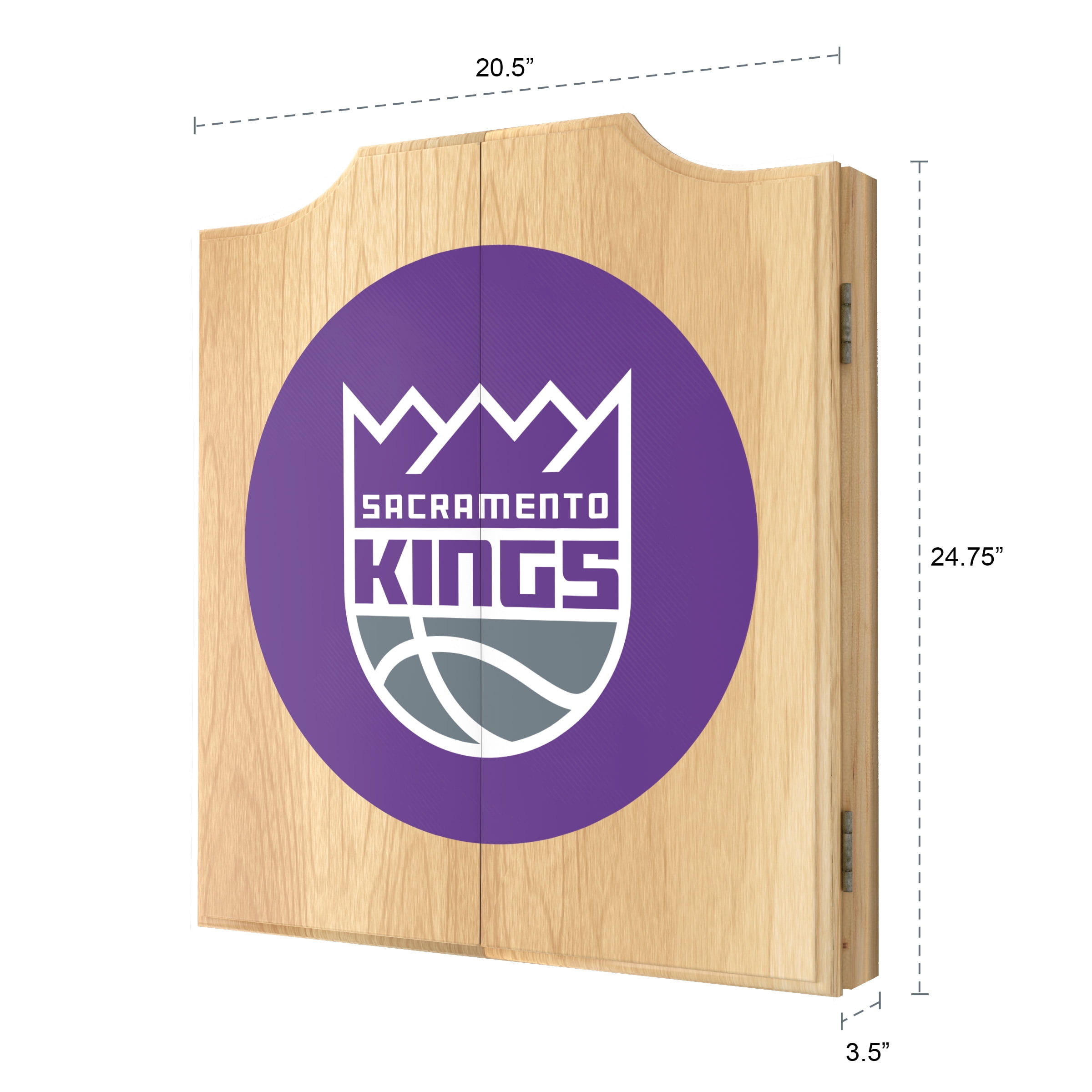 Sacramento Kings Logo Dart Board Cabinet Set with 6 Steel Tip Darts