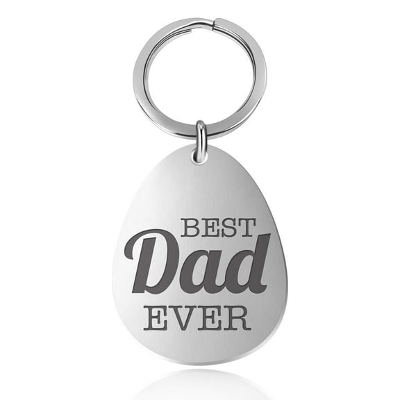 Divoti Father’s Day Gifts for Dad Best Dad Ever Surgical Stainless Steel Pendant Keychain (1.8 x 1.4")