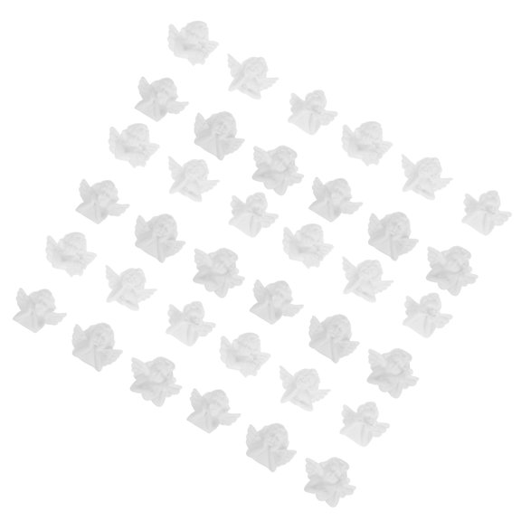 ETEREAUTY 36-Piece White Resin Angel Figurine Set for Desktop Decoration, Stylish Tabletop Craft Display Accents