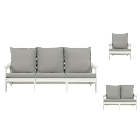 Trilenars Outdoor Loveseat, Sofa Chair With Cushion, HIPS Frames, Stainless Steel Hardware, Comfortable Armrests Garden Sofa Furniture For Porch, Balcony, Backyard