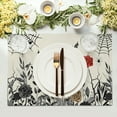 thumbnail image 3 of Halloween Placemats Set of 4 12x18 Inch Vintage Black Floral Bat Spider Web Washable Non-Slip Heat Resistant Place Mats Rustic Table Mats for Party Kitchen Dining Room Decor, 3 of 6