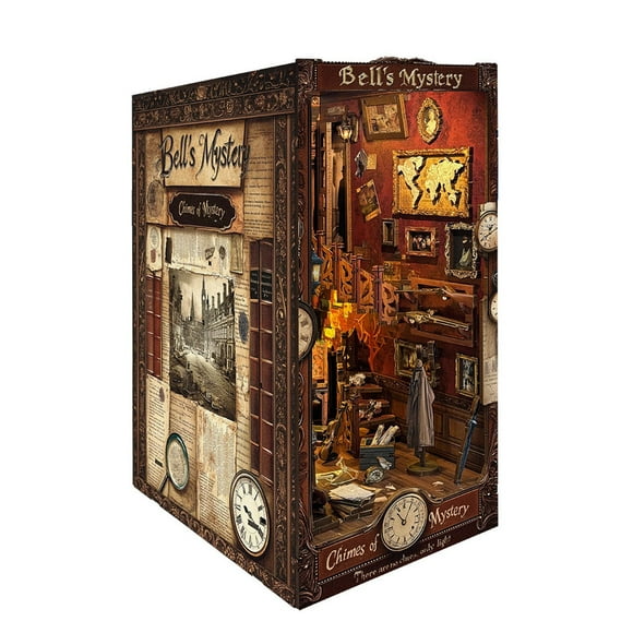 Hearth & Gear 3D Book Kit DIY Miniature Dollhouse Booknook Kit Wooden Puzzle Bookend Bookshelf Insert Wooden Puzzle Wooden Puzzle With Led Light Arts And Crafts for Kids 4-6 Girls Easter Arts And