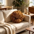 thumbnail image 2 of Round Velvet Throw Pillow, Ruched Decorative Cushion, Pleated Rosette Accent Pillow With Soft Filled Center, Sofa Bed Chair Window Seat Home Decoration Cushion, 2 of 6