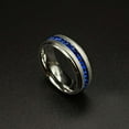 thumbnail image 5 of 8mm Titanium Steel Mens Ring Men Wedding Band Blue AAA CZ Man Ring, 5 of 6