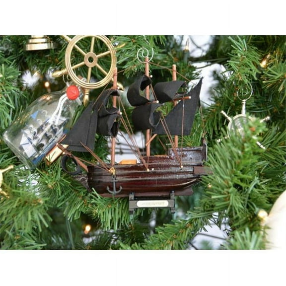 Wooden Caribbean Pirate Ship Model Christmas Tree Ornament