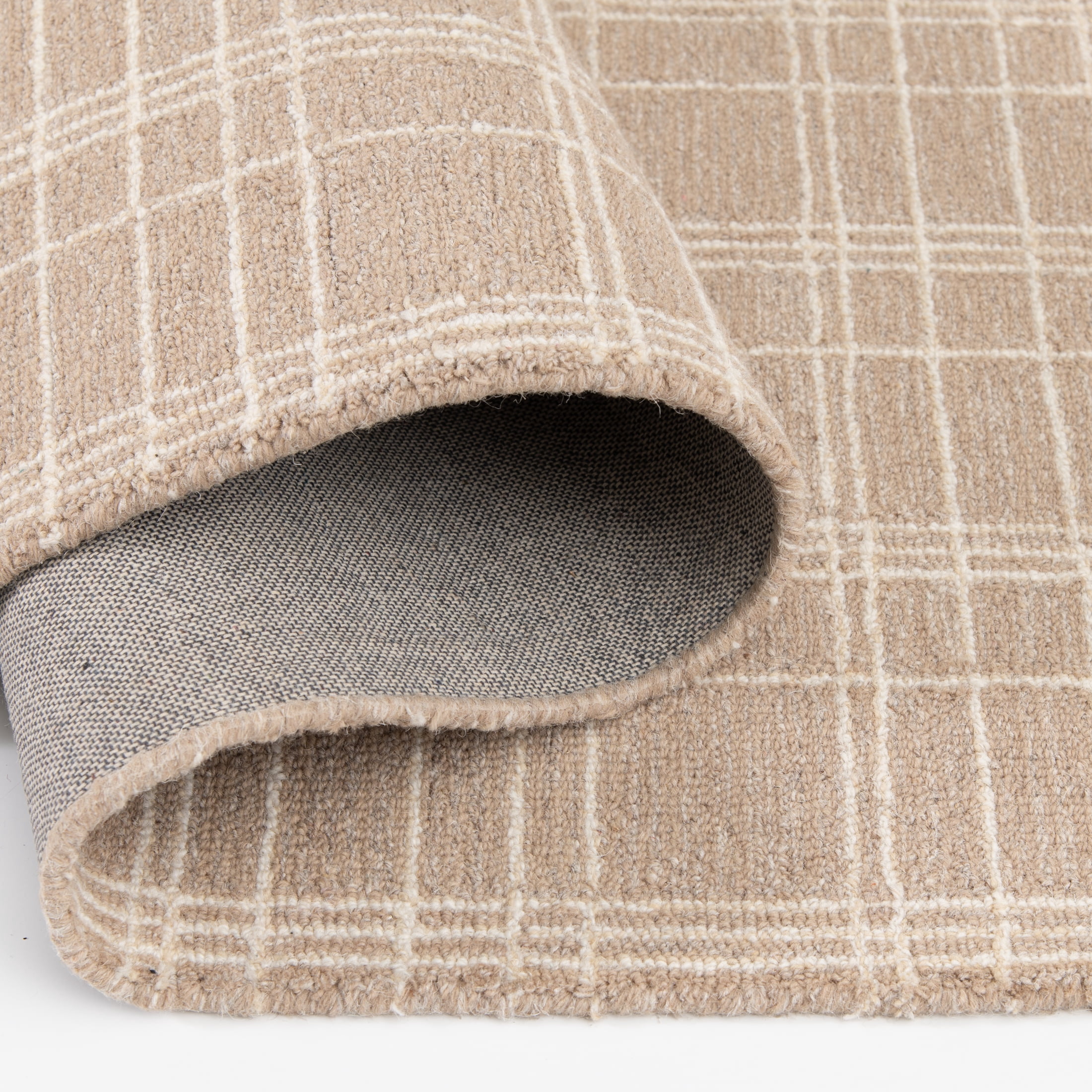 Better Homes & Gardens Beige Plaid Wool Indoor Runner Rug, 2'6"x7'
